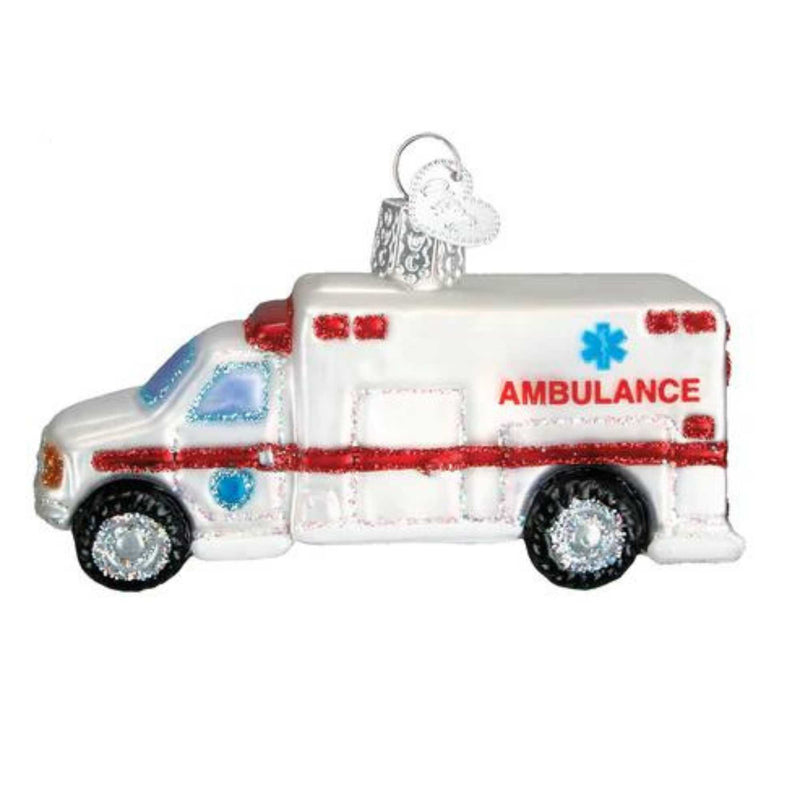 Old World Christmas Ambulance - One Ornament 2 Inch, Glass - Owc Ornament Paramedic 46022 (11371)