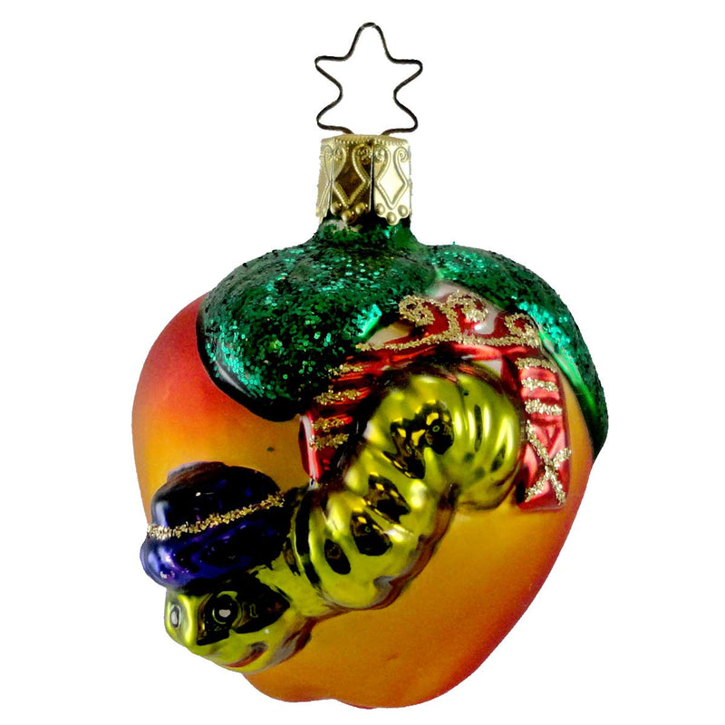 Old World Christmas Wormy Apples Blown Glass Ornament Star54 (12539)
