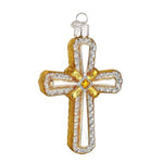 Old World Christmas Holy Cross - One Ornament 4 Inch, Glass - Ornament Religious Silver Gold 36144 (13399)