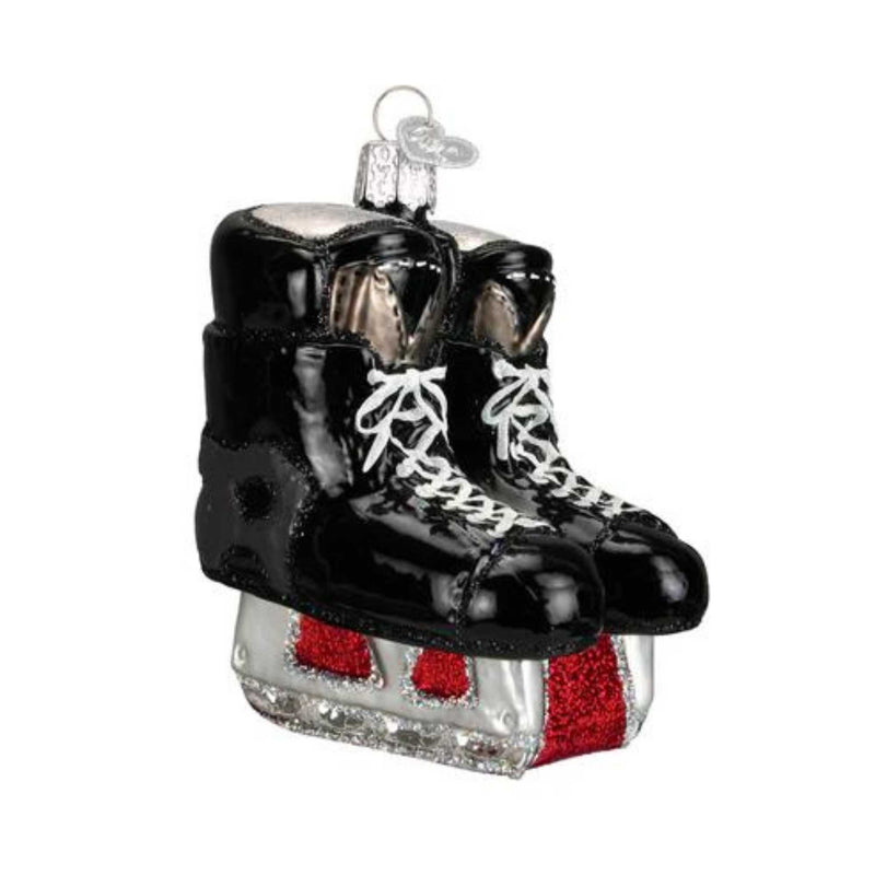 Old World Christmas Hockey Skates - One Ornament 3.5 Inch, Glass - Ornament Sports 44046 (13414)