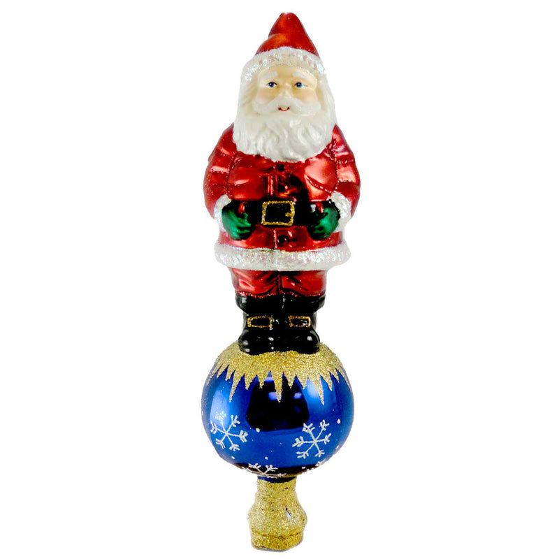 Old World Christmas 12 Inch Santa Tree Top Glass Finial Kris Kringle Claus 50002. (15089)