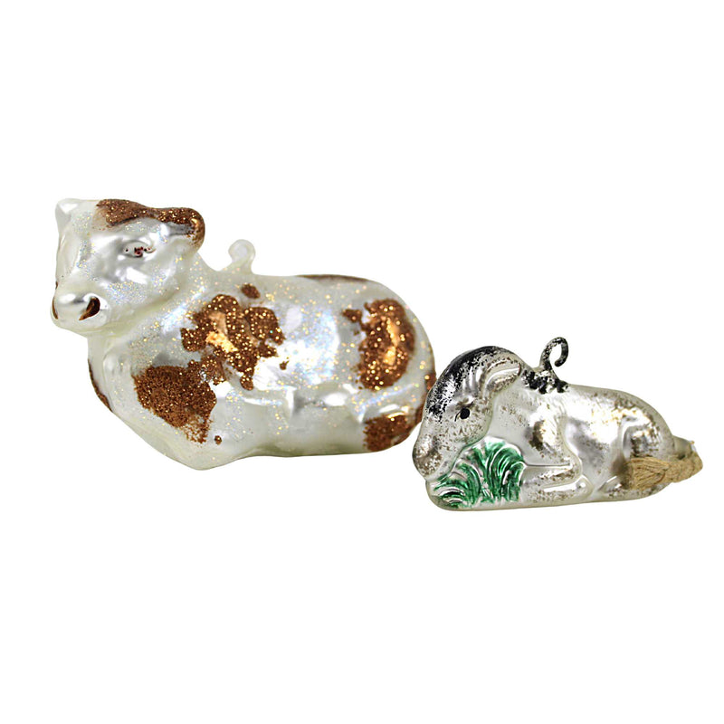 Larry Fraga Designs Manger Animals - 1 Ornament 3.25 Inch, Glass - Christmas Nativity Cow Goat 403 (16227)