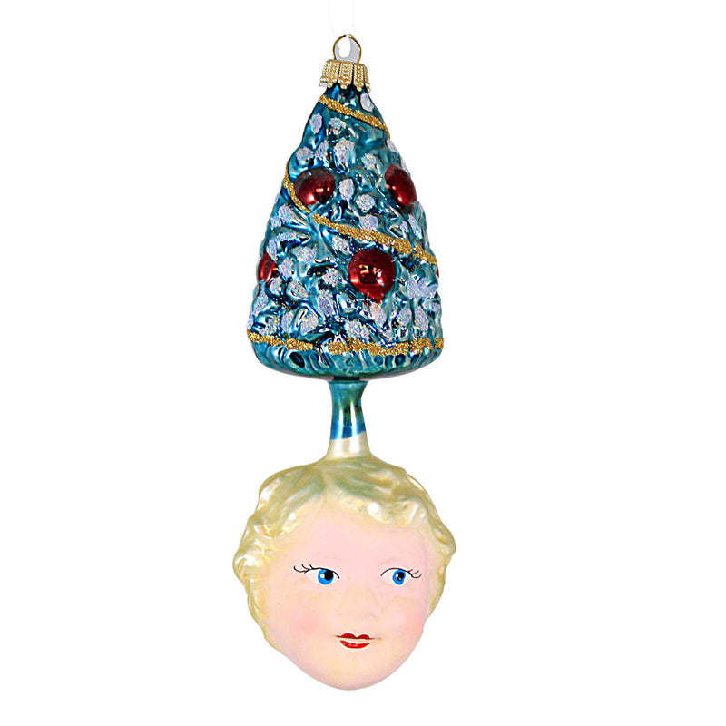 Larry Fraga Designs Tree With Face - 1 Ornament 6.5 Inch, Glass - Christmas Ornament Tree 5064 (16540)