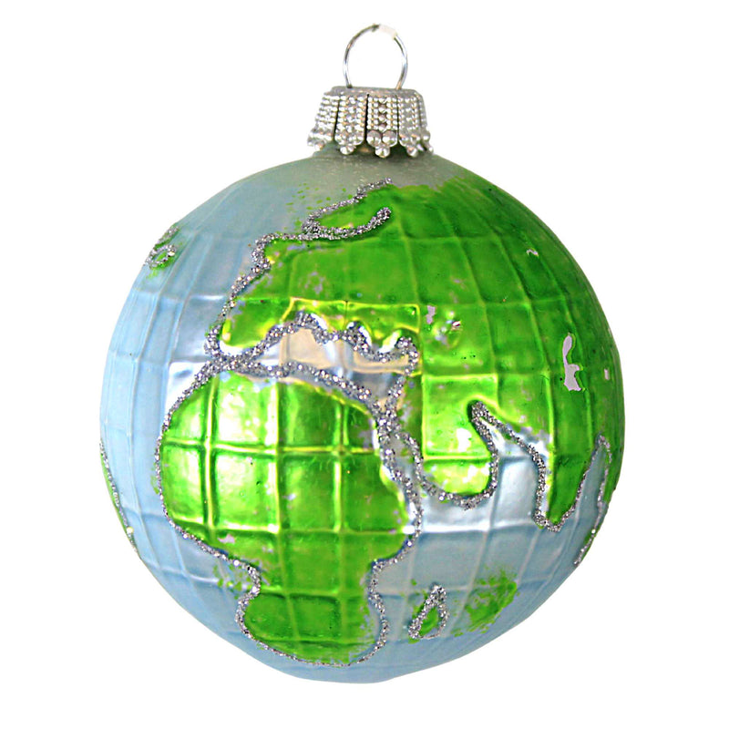 Larry Fraga Designs Small World - 1 Ornament 2.5 Inch, Glass - Christmas Ornament Map 5074 (16613)