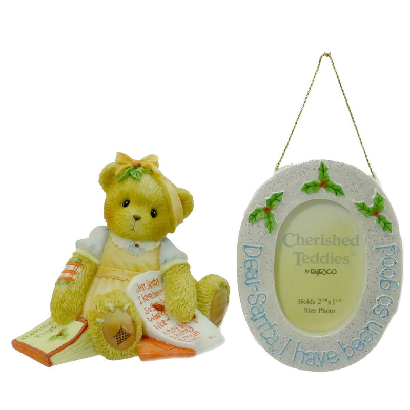 Cherished Teddies Dear Santa I Have Been So Good - One Single Image Hanging Frame And One Bear Figurine 3.25 Inch, Resin - Letter Frame Christmas 4002836 (16649)