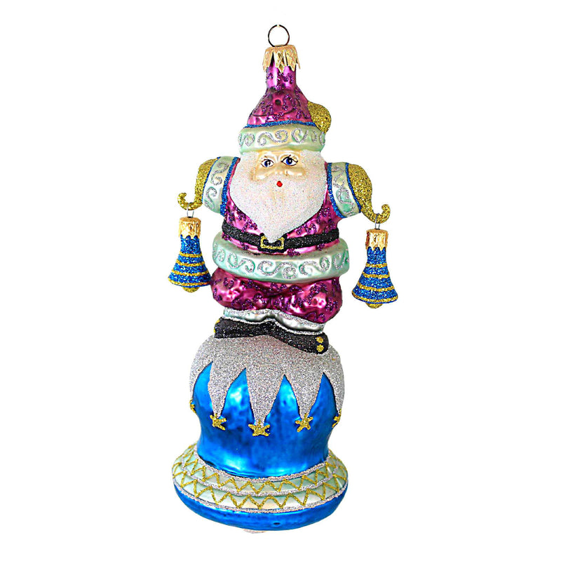 Larry Fraga Designs Ringing In The New - 1 Ornament 8.5 Inch, Glass - Ornament Christmas Santa 5997 (18757)