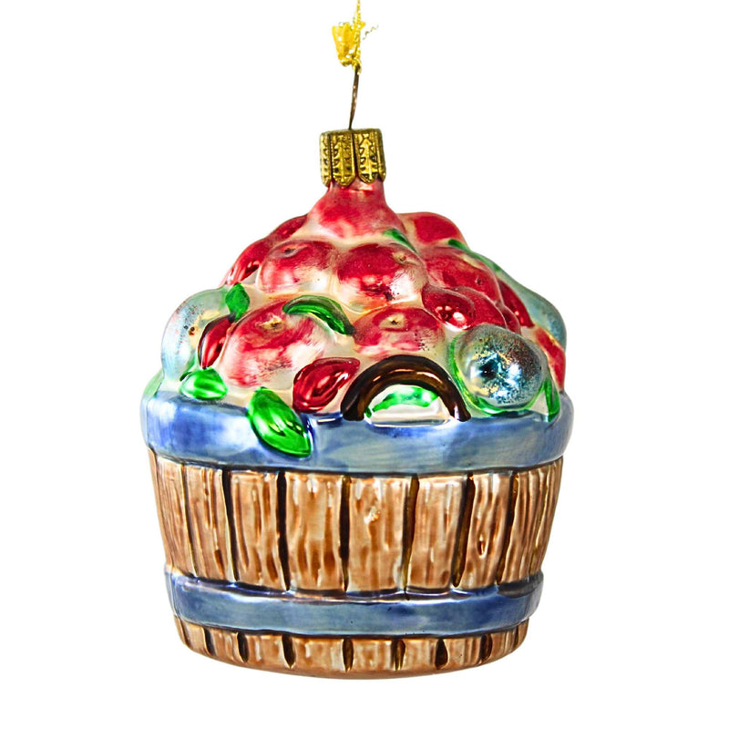 Larry Fraga Designs Fruit Basket - 1 Ornament 3.5 Inch, Glass - Ornament Apples Pears Cherries 9005 (18864)