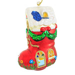Craftoutlet.Com Shoe House With Flowers - One Ornament 7.25 Inch, Glass - Heart Home Christmas Mg014 (19373)