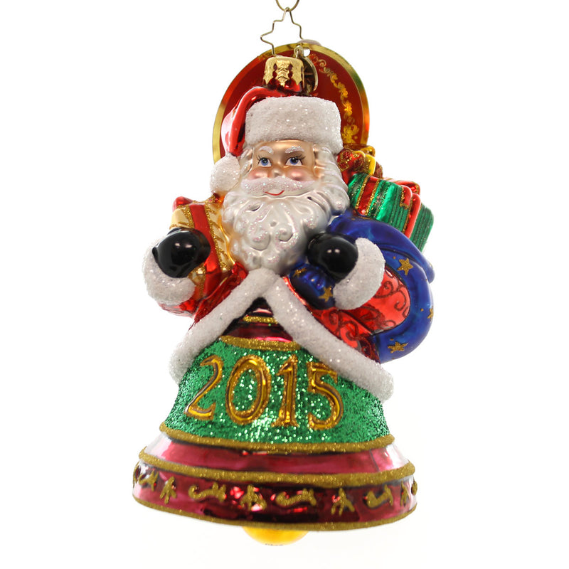 Santa Clapper - 6 Inch, Glass - Dated 2015 Ornament Bell 1017792 (24592)