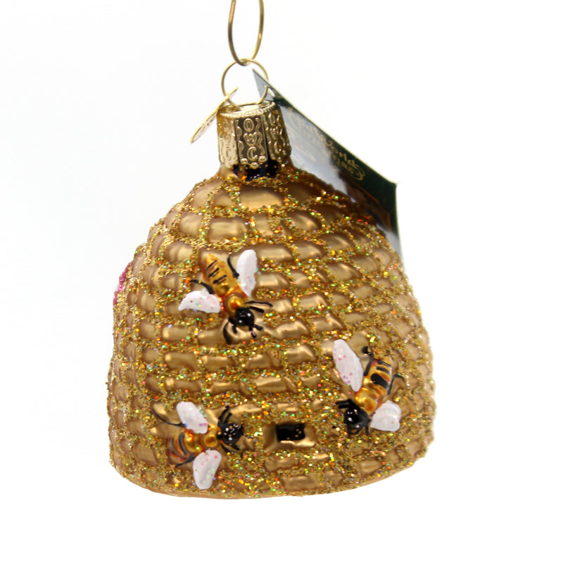 Old World Christmas Bee Skep Glass Ornament Hive Honey 12391 (28320)