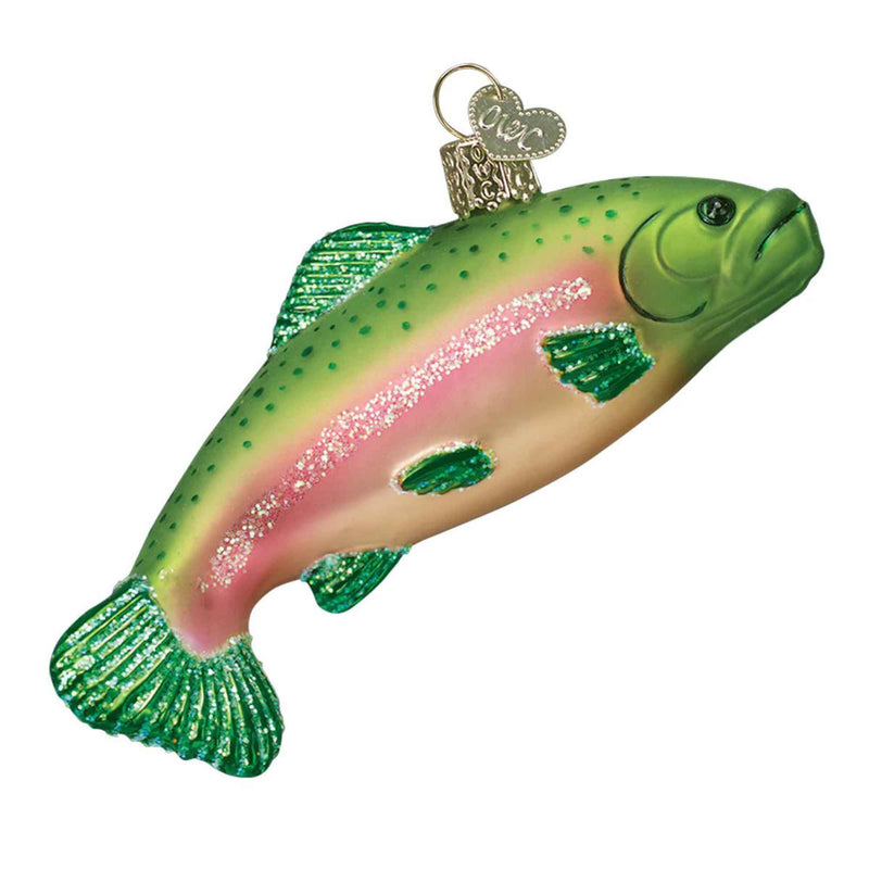 Old World Christmas 2.0 Inches Tall Rainbow Trout Glass Gone Fishing 12096 (28399)