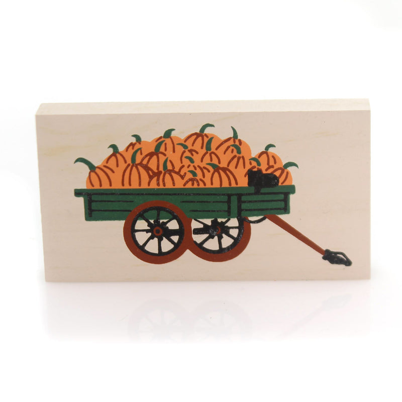 Cat's Meow Village Pumpkin Wagon 1989 - 1 Wood Accessory 1.75 Inch, Wood - Accessory Retired New Old Stock Nos Pine 155 (32223)