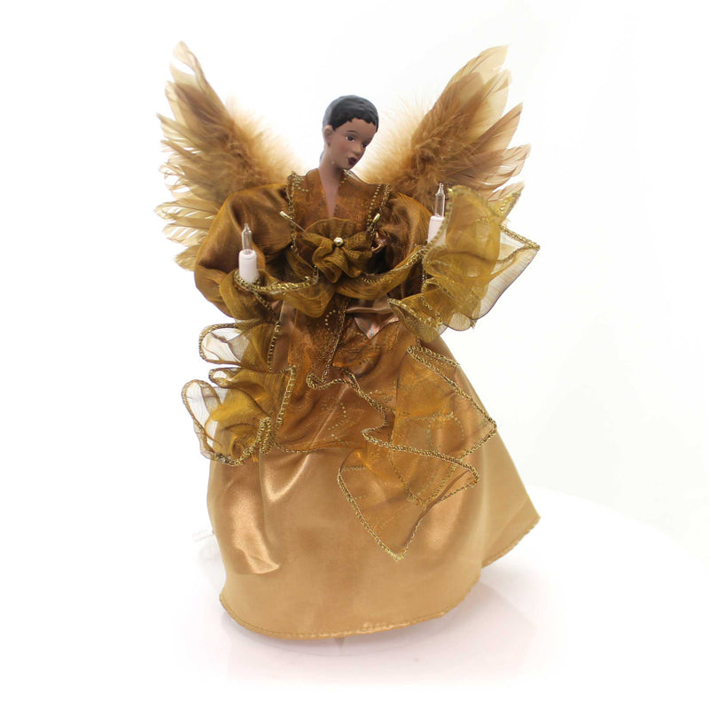 Dark Hair Angel Treetopper - One Tree Topper 13 Inch, Porcelain - Electric Lighted Ul2200 (33634)