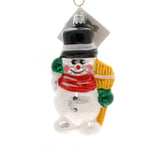 Golden Bell Collection Snowman With Broom Glass Ornament Frosty Sn210 (34508)