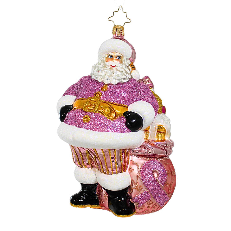 Christopher Radko Company Pretty In Pink - One Glass Ornament 6.25 Inch, Glass - Charity Awareness Breast Cancer 1019508 (36456)