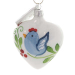 Heart With Bluebird - 3.25 Inch, Glass - Hand Painted Hr155 (38586)