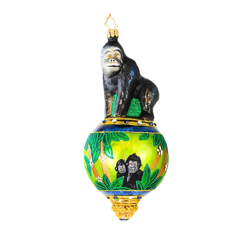 Christopher Radko Company Gorilla In Paradise - One Ornament 7.5 Inch, Glass - Ornament Endangered Wildlife 1019321 (40543)