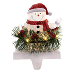 Christmas Led Snowman Stocking Holder Acrylic Holly Garland Glitter 31251 (42065)