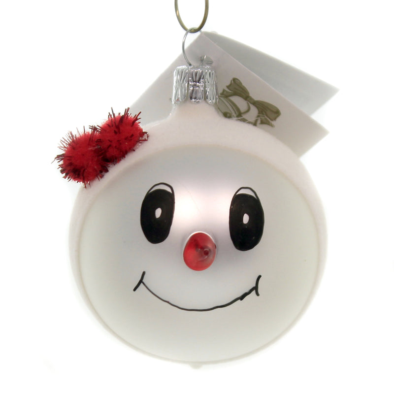 Snowman With Red Pom Hat - One Ornament 2.75 Inch, Glass - Glittered Ornament Sn707a (42620)