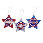Bethany Lowe American Glitter Star Ornament - Three Ornaments 3.25 Inch, Paper - Flag Usa Banner Tf9109 (44376)