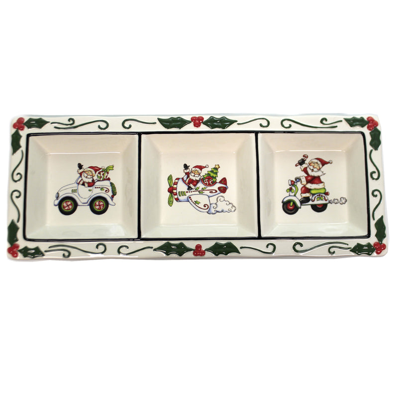 Tabletop I Believe 3-Section Dish Christmas Santa Laurie Furnell 10668 (45101)