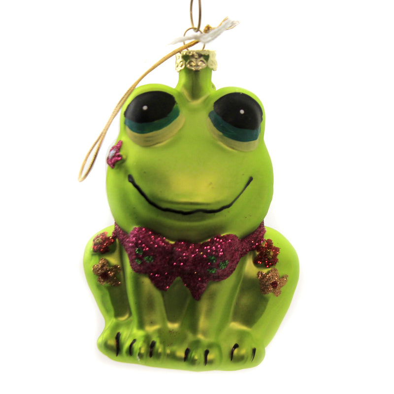 Holiday Ornament Retro Frog Glass Christmas Bow Tie Flowers Go4393 (45433)