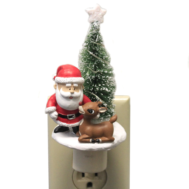 Christmas Santa And Rudolph Night Light Polyresin Red Nose Reindeer 133792 (46365)