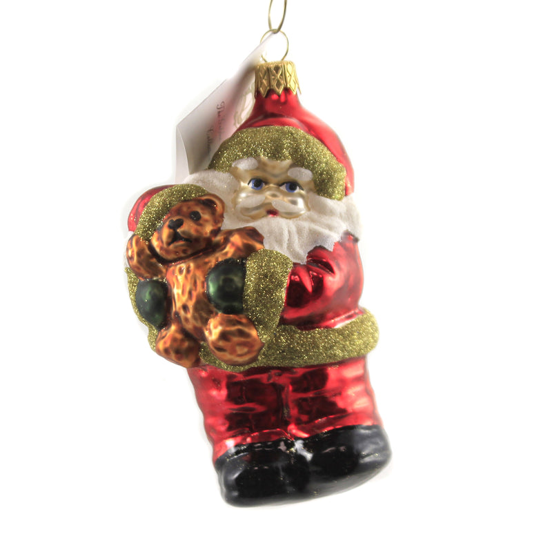 Golden Bell Collection Red Santa Holding Teddy Bear Ornament Czech Christmas Gift Sta015 (46495)