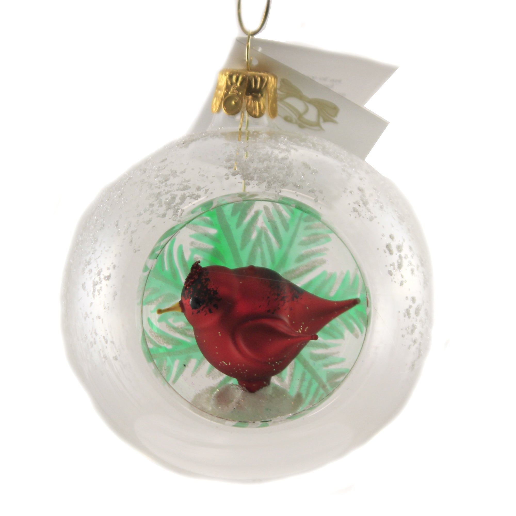 Golden Bell Collection 3.50In Clear Ball With Cardinal, Glass