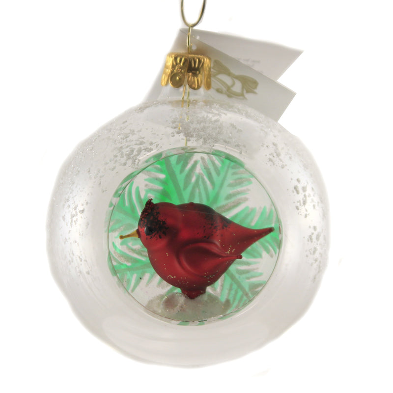 Clear Ball With Cardinal - One Ornament 3.5 Inch, Glass - Christmas Ornament Bm1164 (46559)