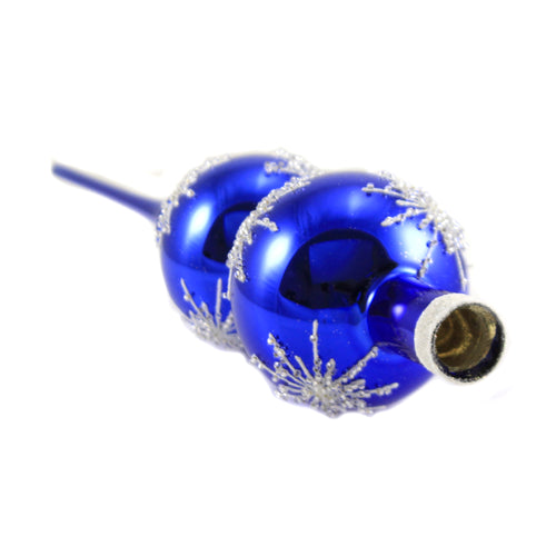 Golden Bell Collection Shiny Blue Finial W/ Snowflake - - SBKGifts.com