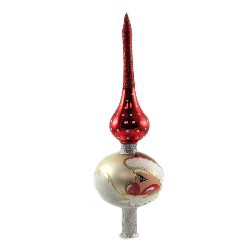 Christina's World Smiling Santa Face Finial - 1 European Glass Tree Topper Finial 12 Inch, Glass - Tree Topper Christmas Fin954nf (46731)