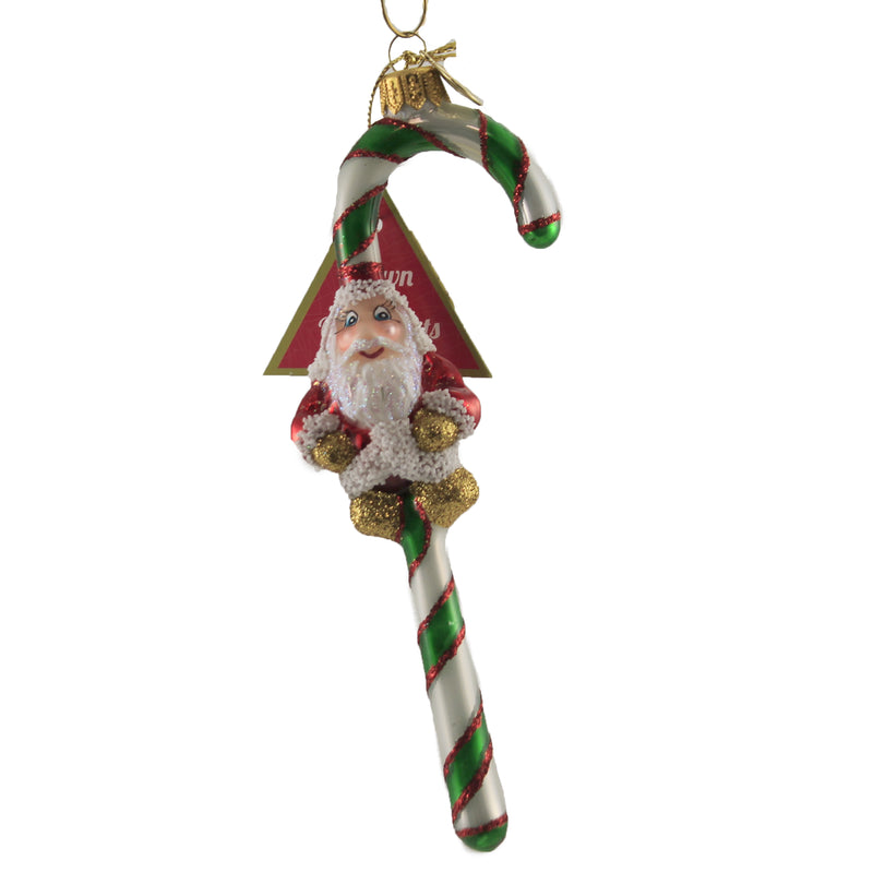 Classic Santa Candy Cane - 1 Ornament 6.5 Inch, Glass - Ornament Christmas Candies 10489 (47321)