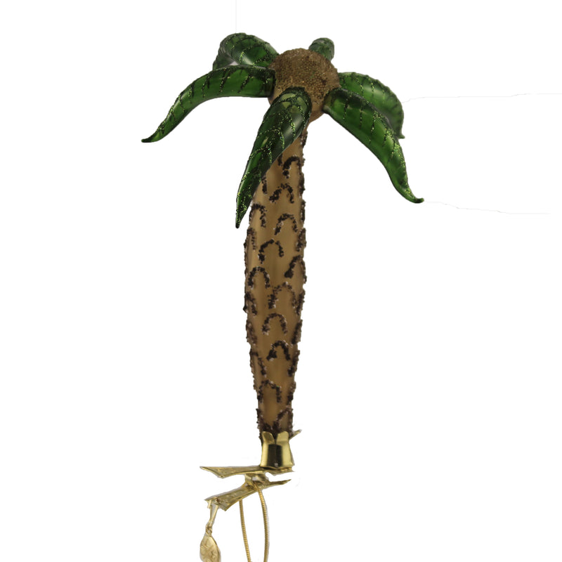 Palm Tree Clip On - 1 Ornament 6.75 Inch, Glass - Ornament Free Blown Nativity 19699 (47339)