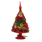 Christmas Floral Table Topper - 1 Glass Table Decoration 10 Inch, Glass - Tabletop Decoration Poinsettia 17732 Morawski (47487)