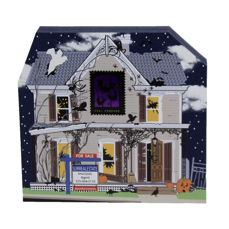 Cat's Meow Village Haunted House For Sale - One House 4.75 Inch, Wood - Agent 2020 Ghost Bats Spiders 20632 (47658)