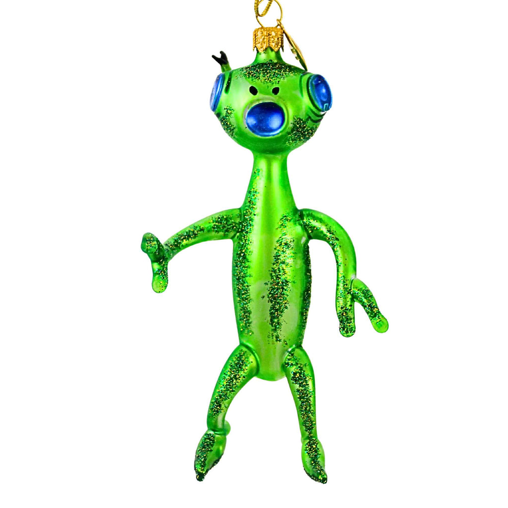 5.75In Extraterrestrial Alien, Glass, Halloween Ornament | SBKGifts.com