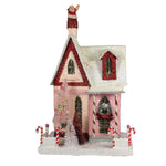 Christmas Candy Cane Cottage Paper Board Village Light Up Putz Retro Hou301 (48120)