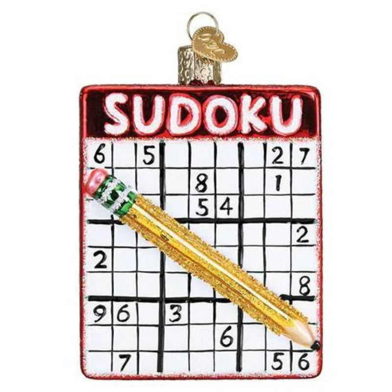 Old World Christmas Sudoku - One Ornament 3.5 Inch, Glass - Numbers Game 44159 (48152)