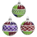 Santa Land Snowcaps S/3 - 3 Glass Ornaments 4 Inch, Glass - Ornament Ball Diamond 20M1110 (48364)