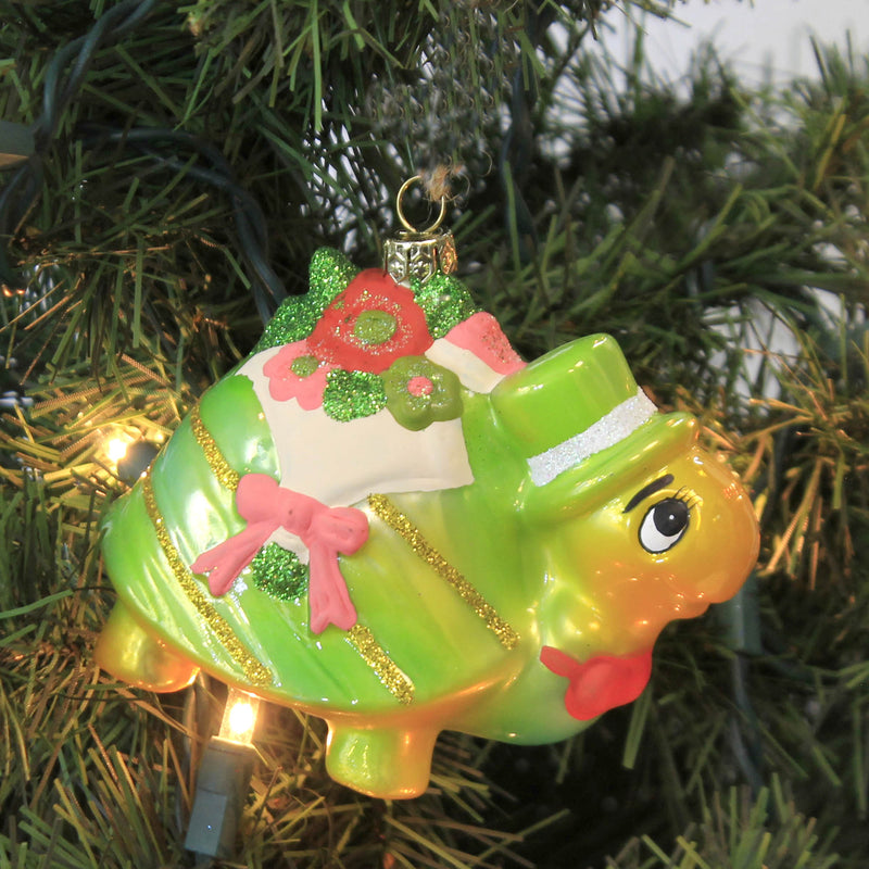 Holiday Ornament Flower Delivery Turtle - - SBKGifts.com