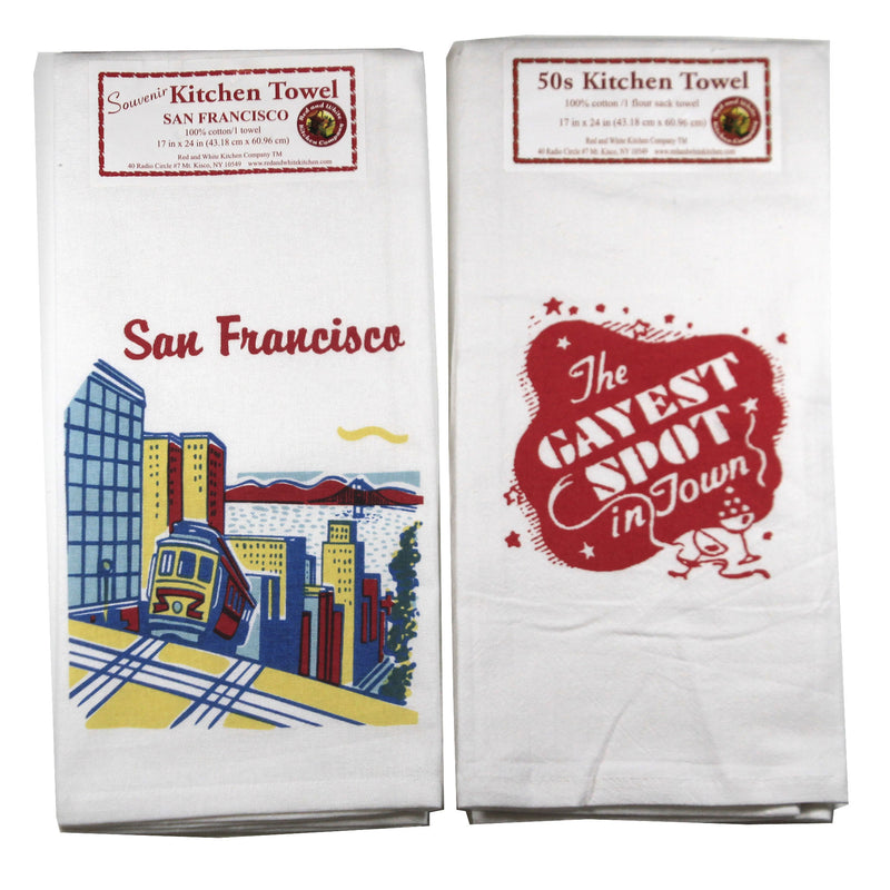 San Fran Cable Car/ Gayest Spot - Two Towels 24 Inch, Cotton - Kitchen Towel Usa Cotton Sfcv01.Vl33 (49210)