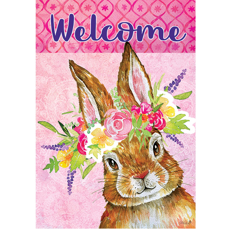 Bunny Wreath Garden Flag - One Garden Flag 18 Inch, - Welcome Rabbit Easter 4535Fm (49491)