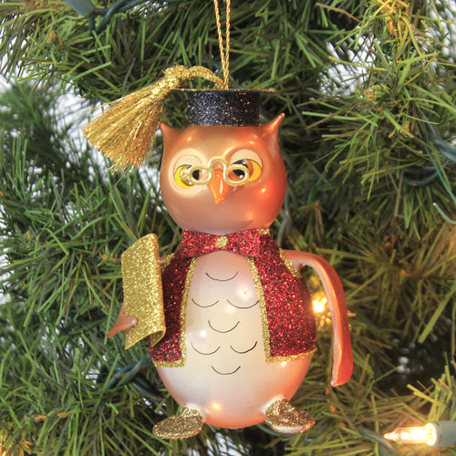De Carlini Italian Ornaments Graduate Owl - - SBKGifts.com