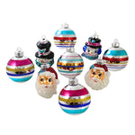 Shiny Brite Christmas Confetti Figures . Rounds Ornament Set 9 Santa 4027856 (50498)