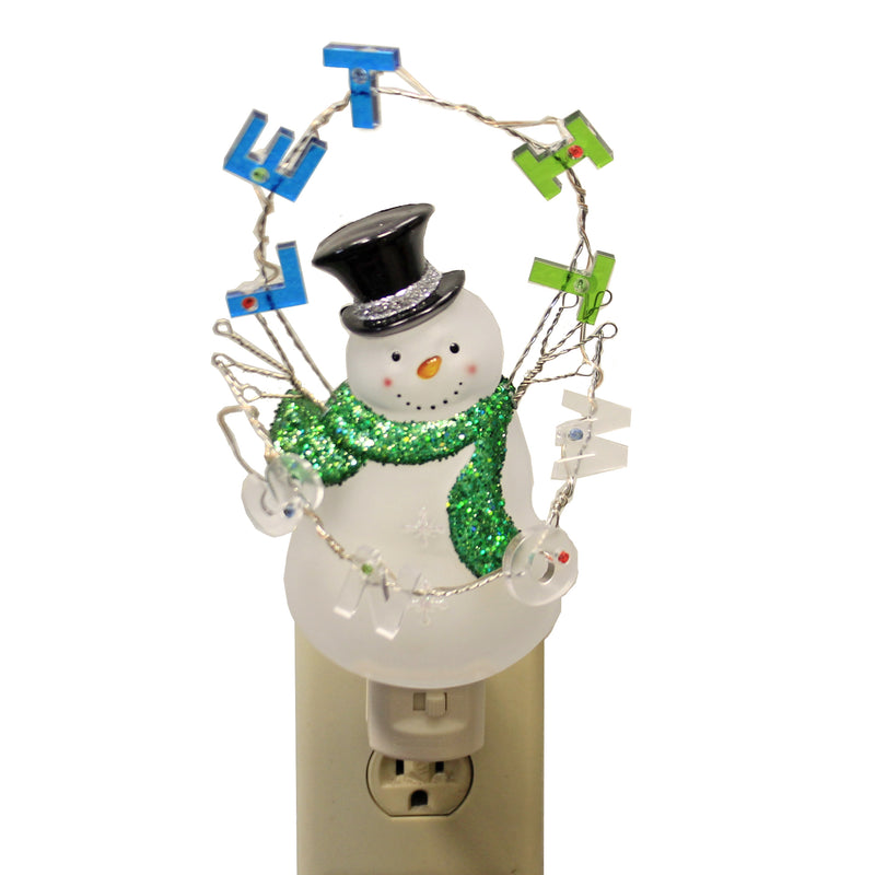Christmas Let It Snow Snowman Night-Light Flashing Electric Plug-In 160005 (50772)