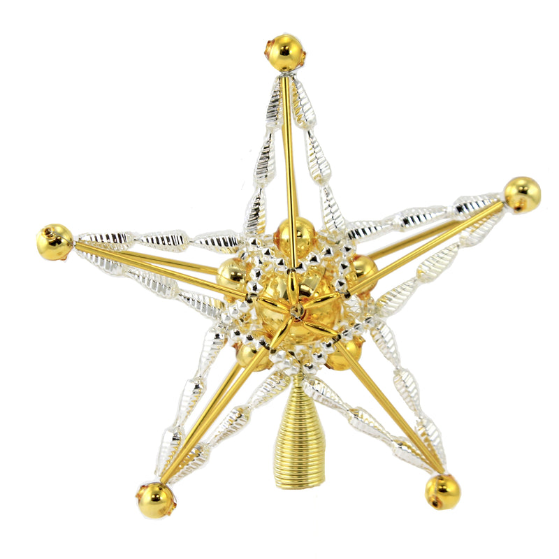 Tree Topper Finial Gold And Silver Tree Topper Czech Beaded Artisan Handmade 486240 (50931)