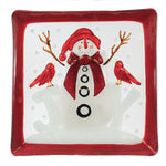 Tabletop Snowman Joy Platter Glass Christmas Snow Happy Kitchen Xm1143 (51879)