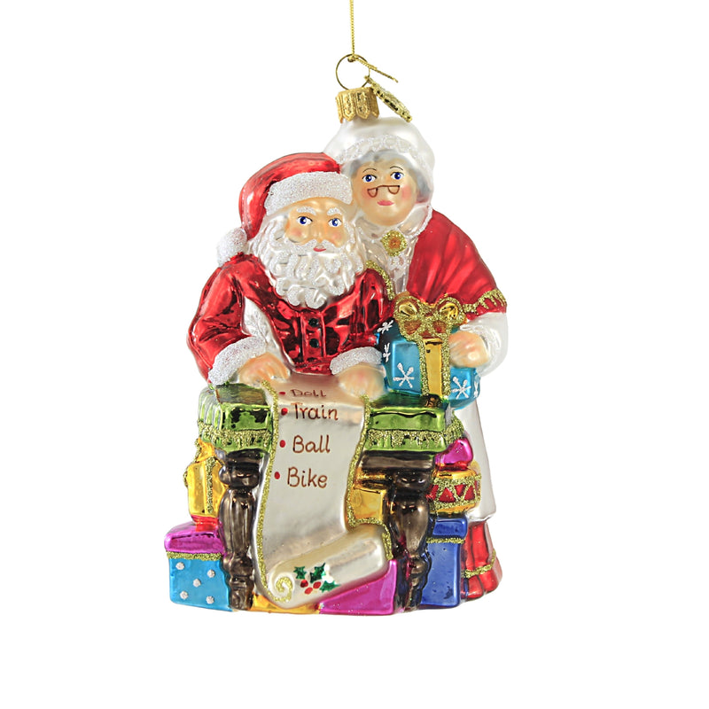 Huras Santa & Mrs Claus At Work Glass Ornament List Christmas Ss452 (51971)