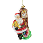 Huras Santa W/ Grandfather Clock Glass Ornament Chimes Christmas Time S516 (51979)